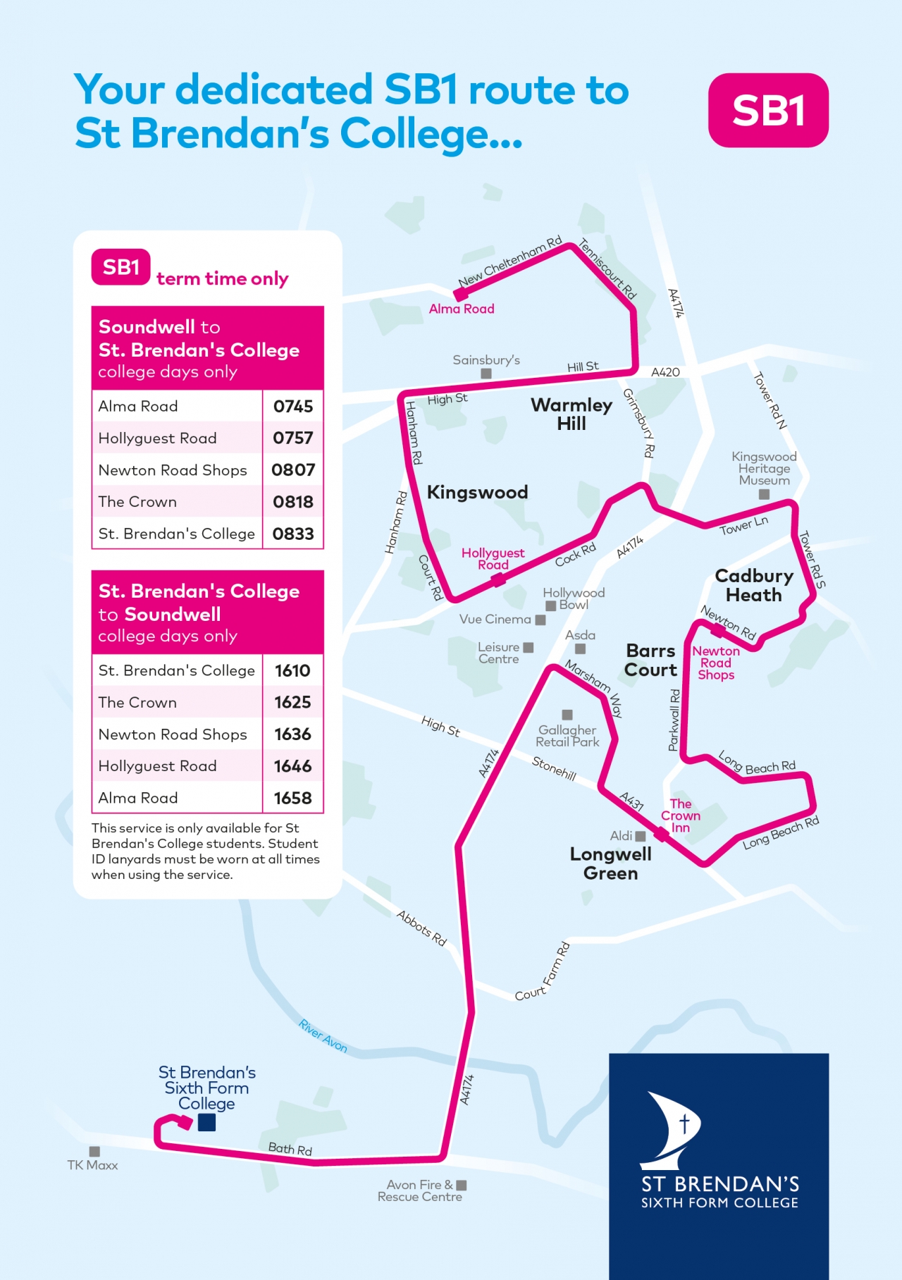 St Brendan's Sixth Form College First Bus
